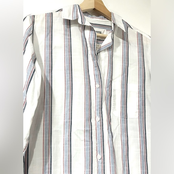 Grayson The Hero Button-Up Washed Cotton Top Ida White Stripe 2 S Anthropologie - Picture 5 of 9